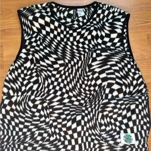 Divided Black and White Checkered Sweater